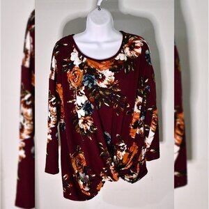 Women's Maroon Floral Blouse